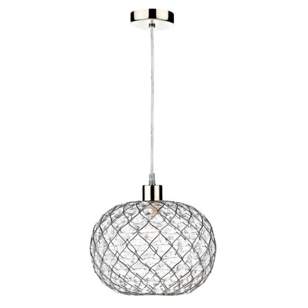 Lampa wisząca Dar Lighting SP68 + JUA6550 Juanita 1 Light Satin Chrome E27 Suspension With Clear Cable