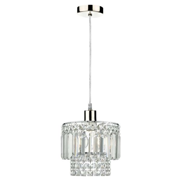 Підвісний світильник Dar Lighting SP68 + KYL6550 Kyla 1 Light Satin Chrome E27 Suspension With Clear Cable