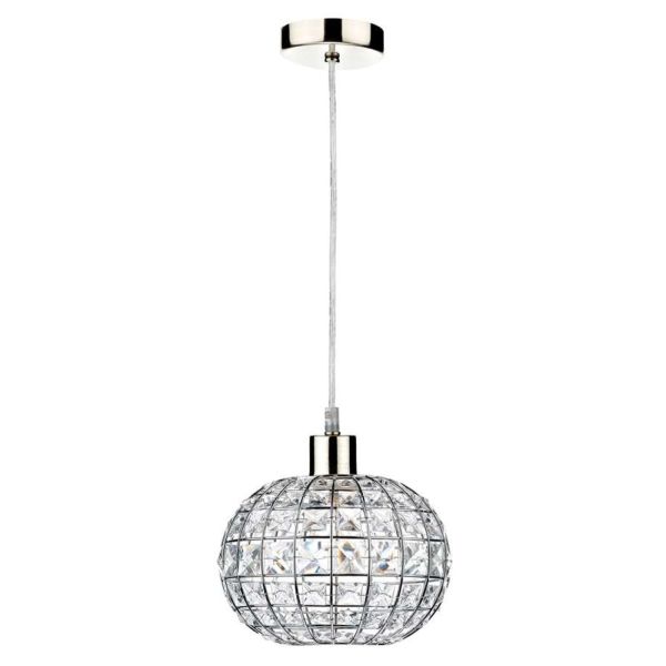 Lampa wisząca Dar Lighting SP68 + LET6550 Letitia 1 Light Satin Chrome E27 Suspension With Clear Cable