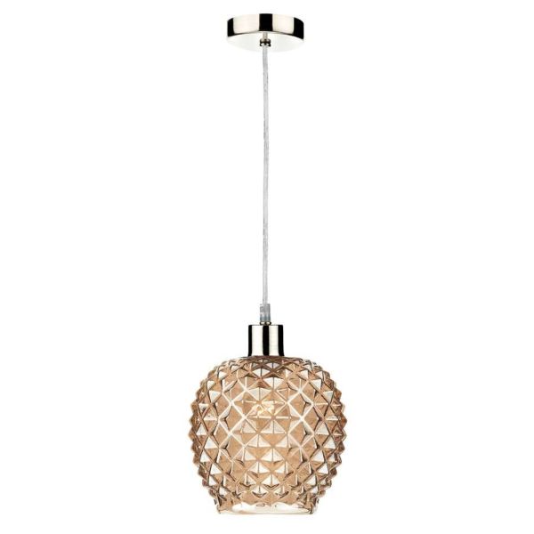 Lampa wisząca Dar Lighting SP68 + MOS6535 Mosaic 1 Light Satin Chrome E27 Suspension With Clear Cable