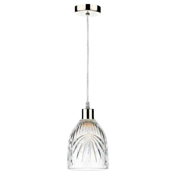 Lampa wisząca Dar Lighting SP68 + MOT6508 Motif 1 Light Satin Chrome E27 Suspension With Clear Cable