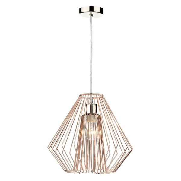 Lampa wisząca Dar Lighting SP68 + NEE6564 Needle 1 Light Satin Chrome E27 Suspension With Clear Cable