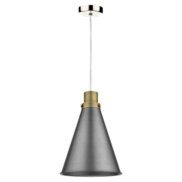 Lampa wisząca Dar Lighting SP68 + POT8661 Potter 1 Light Satin Chrome E27 Suspension With Clear Cable