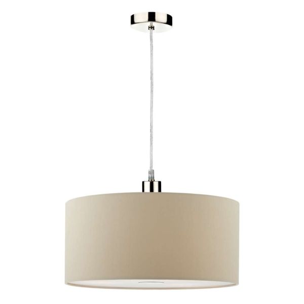 Lampa wisząca Dar Lighting SP68 + RON6529 Ronda 1 Light Satin Chrome E27 Suspension With Clear Cable