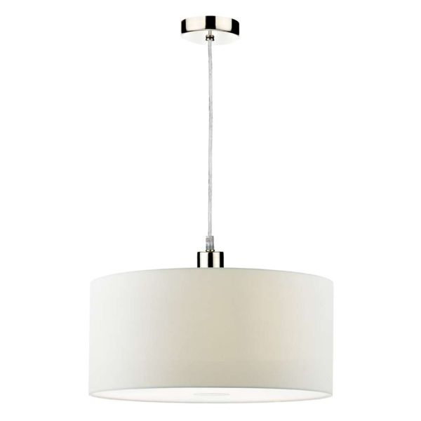 Lampa wisząca Dar Lighting SP68 + RON652 Ronda 1 Light Satin Chrome E27 Suspension With Clear Cable