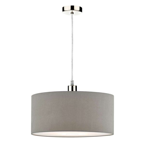 Lampa wisząca Dar Lighting SP68 + RON6539 Ronda 1 Light Satin Chrome E27 Suspension With Clear Cable