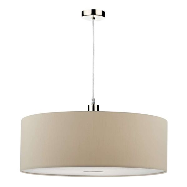 Lampa wisząca Dar Lighting SP68 + RON8629 Ronda 1 Light Satin Chrome E27 Suspension With Clear Cable