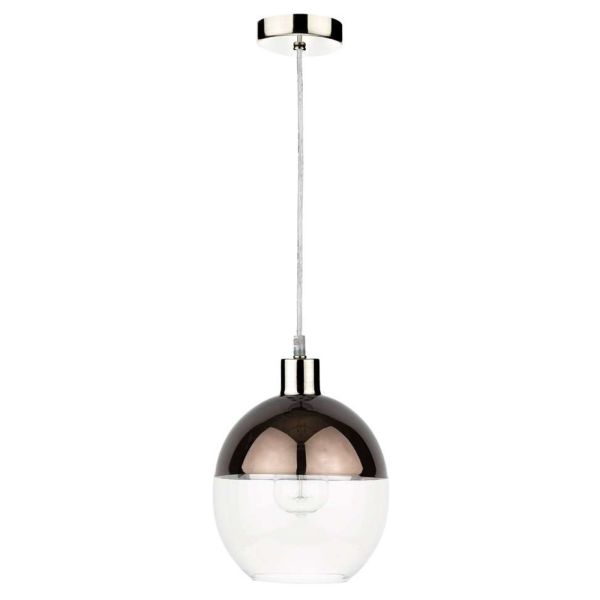 Lampa wisząca Dar Lighting SP68 + RUE6563 1 Light Satin Chrome E27 Suspension With Clear Cable