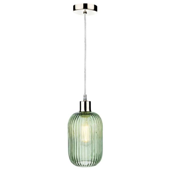 Lampa wisząca Dar Lighting SP68 + SAW6524 Sawyer 1 Light Satin Chrome E27 Suspension With Clear Cable