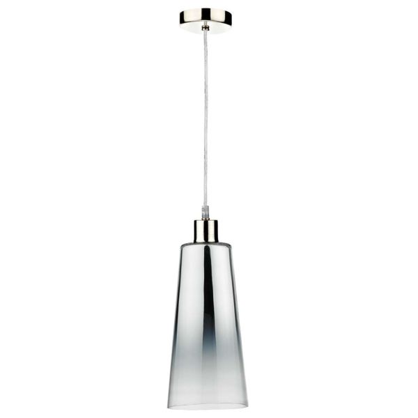 Lampa wisząca Dar Lighting SP68 + SMO6550 Smokey 1 Light Satin Chrome E27 Suspension With Clear Cable