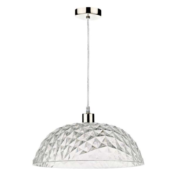 Підвісний світильник Dar Lighting SP68 + TOB8608 Tobin 1 Light Satin Chrome E27 Suspension With Clear Cable