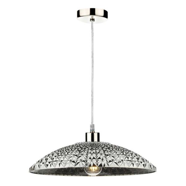 Lampa wisząca Dar Lighting SP68 + YAT6510 Yatima 1 Light Satin Chrome E27 Suspension With Clear Cable