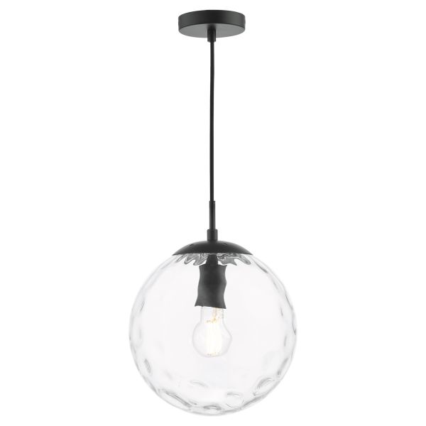 Lampa wisząca Dar Lighting SP72-RIP8808 Ripple Pendant Matt Black & Clear Glass