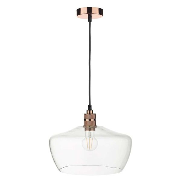 Lampa wisząca Dar Lighting SP8664 + FID6508 Fidella 1 Light E27 Decorative Suspension Copper