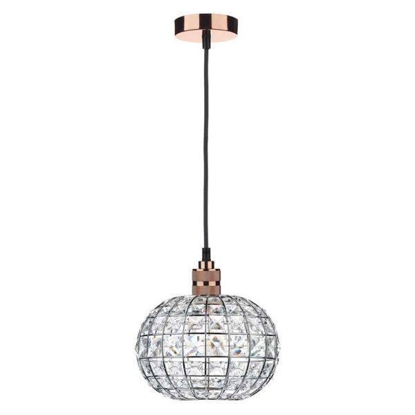 Lampa wisząca Dar Lighting SP8664 + LET6550 Letitia 1 Light E27 Decorative Suspension Copper