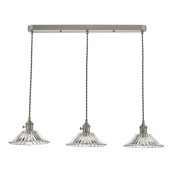 Lampa wisząca Dar Lighting SPB3661 + ACC864 x 3 Accessory 3 Light Bar Suspension Antique Chrome With Grey Cable