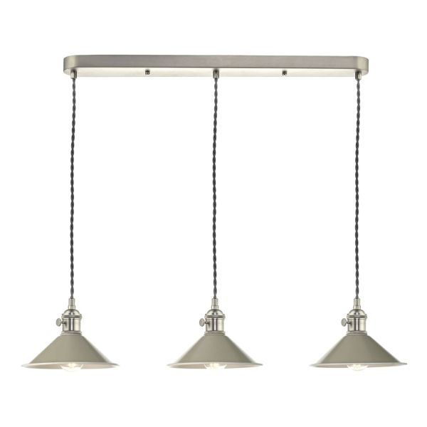 Підвісний світильник Dar Lighting SPB3661 + ACC866 x 3 Accessory 3 Light Bar Suspension Antique Chrome With Grey Cable