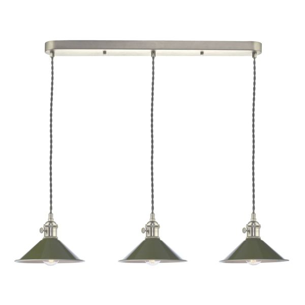 Підвісний світильник Dar Lighting SPB3661 + ACC867 x 3 Accessory 3 Light Bar Suspension Antique Chrome With Grey Cable