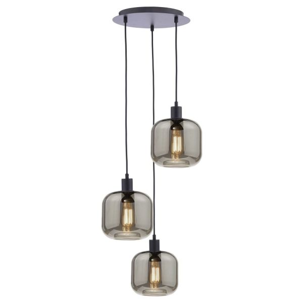 Підвісний світильник Dar Lighting SPC0322-AID6510B Accessories 3 Light Cluster Pendant Matt Black and Smoked Glass
