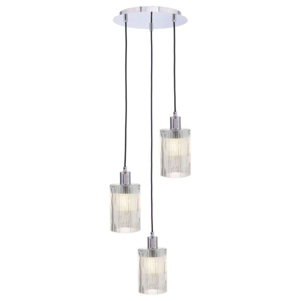 Підвісний світильник Dar Lighting SPC0350-ACC869 Accessories 3 Light Cluster Pendant Polished Chrome and Ribbed Glass