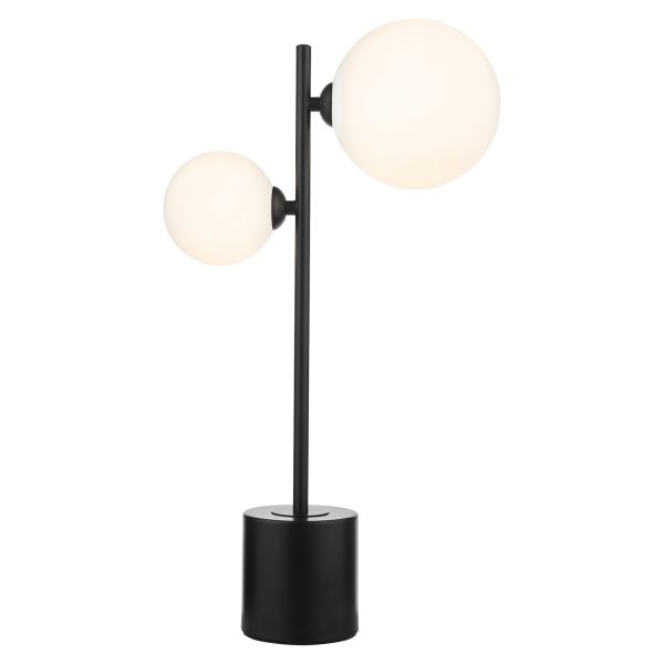 Настільна лампа Dar Lighting SPI4222-02-23 Spiral 2 Light Table Lamp Matt Black and Opal Glass