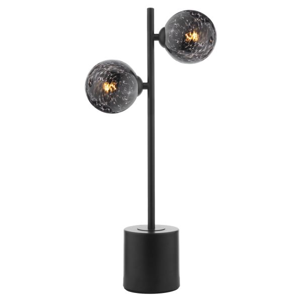 Настільна лампа Dar Lighting SPI4222-21 Spiral 2 Light Table Lamp Matt Black With Black Confetti Glass
