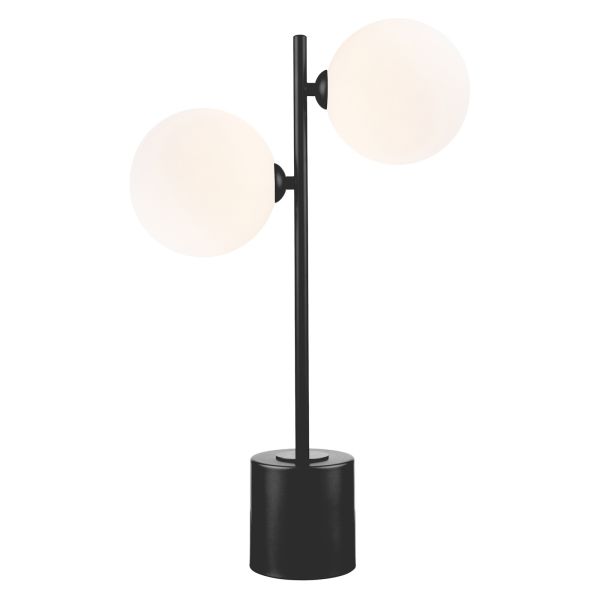 Настільна лампа Dar Lighting SPI4222-23 Spiral 2 Light Table Lamp Matt Black With Opal Glass