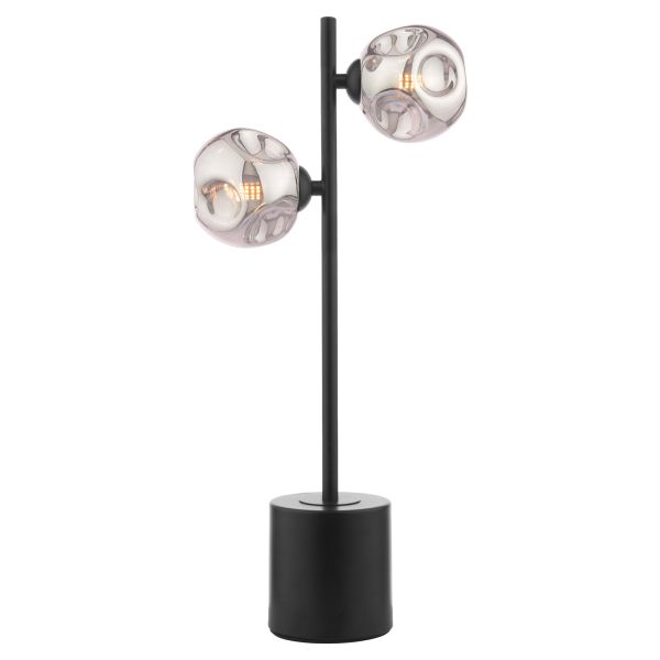 Настільна лампа Dar Lighting SPI4222-28 Spiral 2 Light Table Lamp Matt Black With Closed Organic Smoked Glass