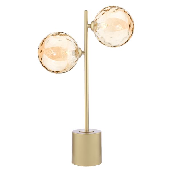 Настільна лампа Dar Lighting SPI4235-11 Spiral 2 Light Table Lamp Matt Gold With Amber Dimpled Glass