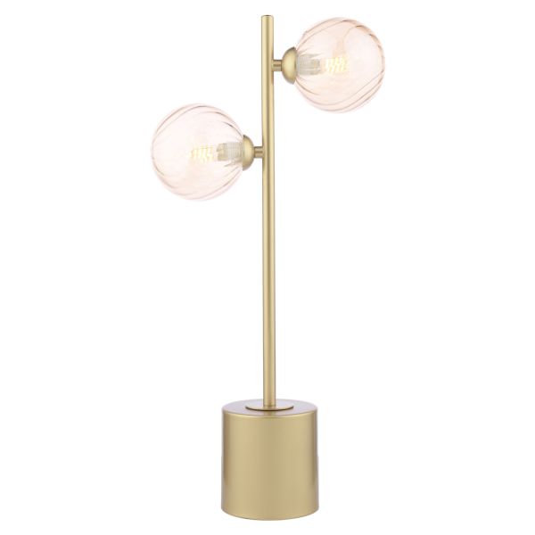 Настільна лампа Dar Lighting SPI4235-25 Spiral 2 Light Table Lamp Matt Gold With Twisted Amber Glass