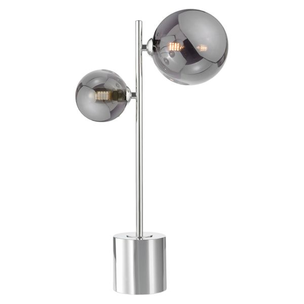 Настільна лампа Dar Lighting SPI4250-01-24 Spiral 2 Light Table Lamp Polished Chrome and Smoked Glass