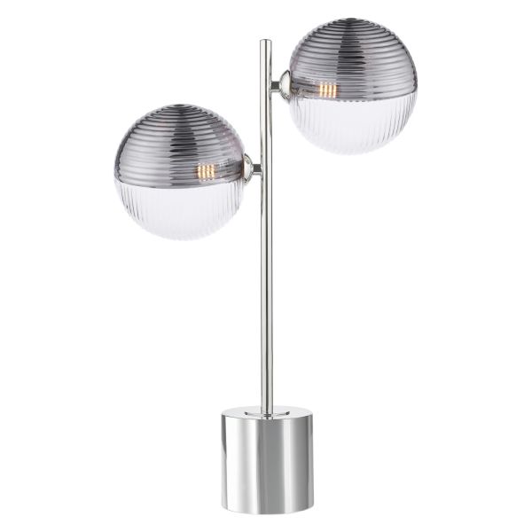 Настільна лампа Dar Lighting SPI4250-19 Spiral 2 Light Table Lamp Polished Chrome With Smoked/Clear Ribbed Glass