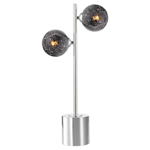 Настільна лампа Dar Lighting SPI4250-21 Spiral 2 Light Table Lamp Polished Chrome With Black Confetti Glass