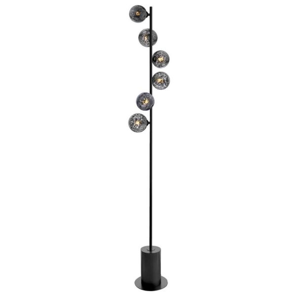 Торшер Dar Lighting SPI4922-21 Spiral 6 Light Floor Lamp Matt Black With Black Confetti Glass