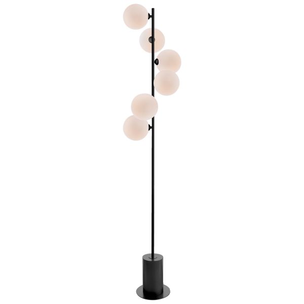 Торшер Dar Lighting SPI4922-23 Spiral 6 Light Floor Lamp Matt Black With Opal Glass