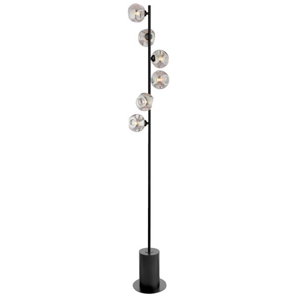 Торшер Dar Lighting SPI4922-28 Spiral 6 Light Floor Lamp Matt Black With Closed Organic Smoked Glass
