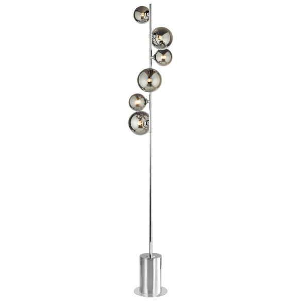 Торшер Dar Lighting SPI4950-01-24 Spiral 6 Light Floor Lamp Polished Chrome and Smoked Glass