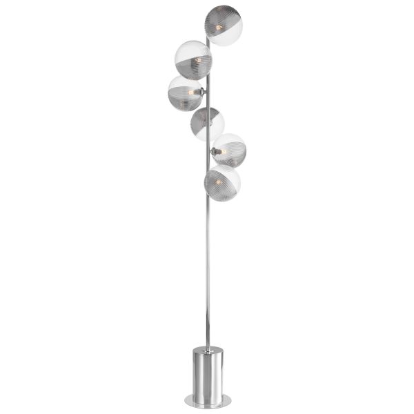 Торшер Dar Lighting SPI4950-19 Spiral 6 Light Floor Lamp Polished Chrome With Smoked/Clear Ribbed Glass