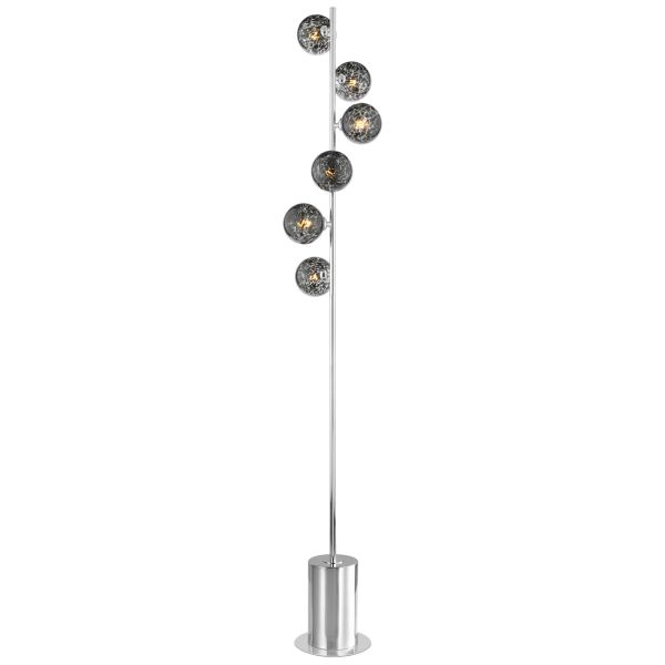 Торшер Dar Lighting SPI4950-21 Spiral 6 Light Floor Lamp Polished Chrome With Black Confetti Glass