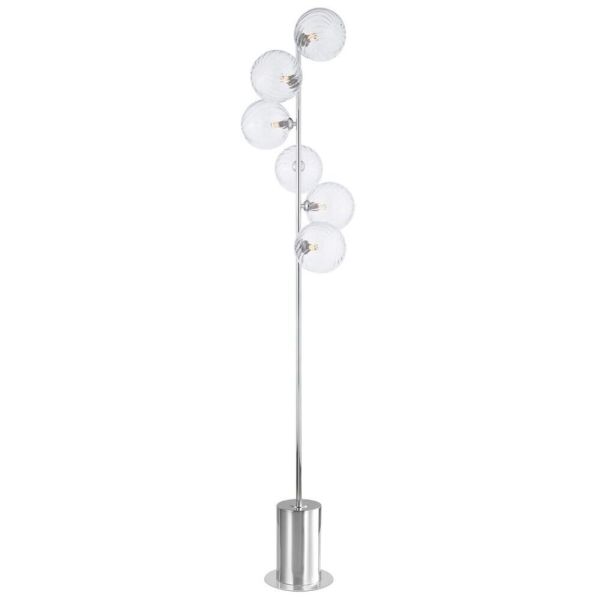 Lampa podłogowa Dar Lighting SPI4950-22 Spiral 6 Light Floor Lamp Polished Chrome With Closed Glass