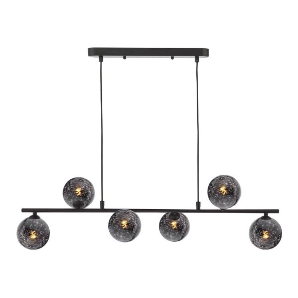 Підвісний світильник Dar Lighting SPI6422-21 Spiral 6 Light Bar Pendant Matt Black With Black Confetti Glass