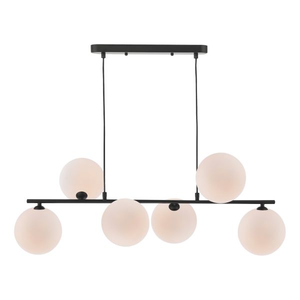 Підвісний світильник Dar Lighting SPI6422-23 Spiral 6 Light Bar Pendant Matt Black With Opal Glass