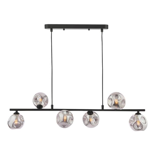 Підвісний світильник Dar Lighting SPI6422-28 Spiral 6 Light Bar Pendant Matt Black With Closed Organic Smoked Glass