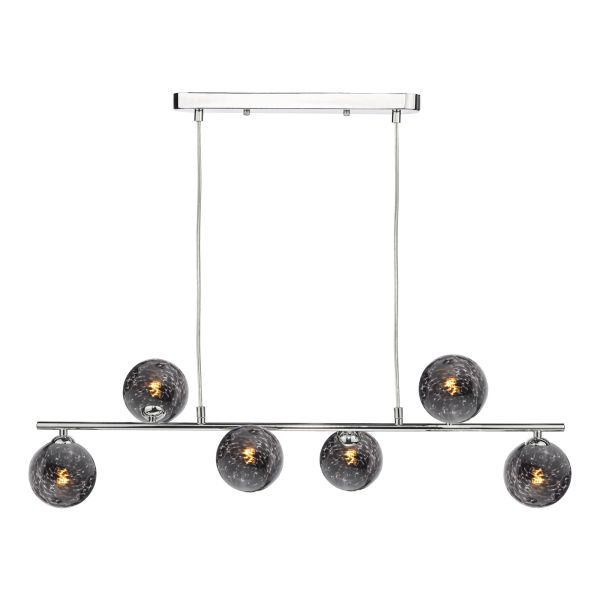 Підвісний світильник Dar Lighting SPI6450-21 Spiral 6 Light Bar Pendant Polished Chrome With Black Confetti Glass