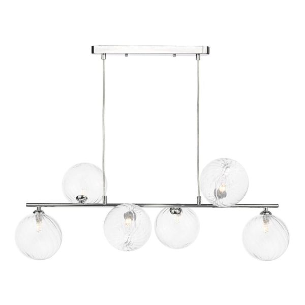 Підвісний світильник Dar Lighting SPI6450-22 Spiral 6 Light Bar Pendant Polished Chrome With Closed Glass