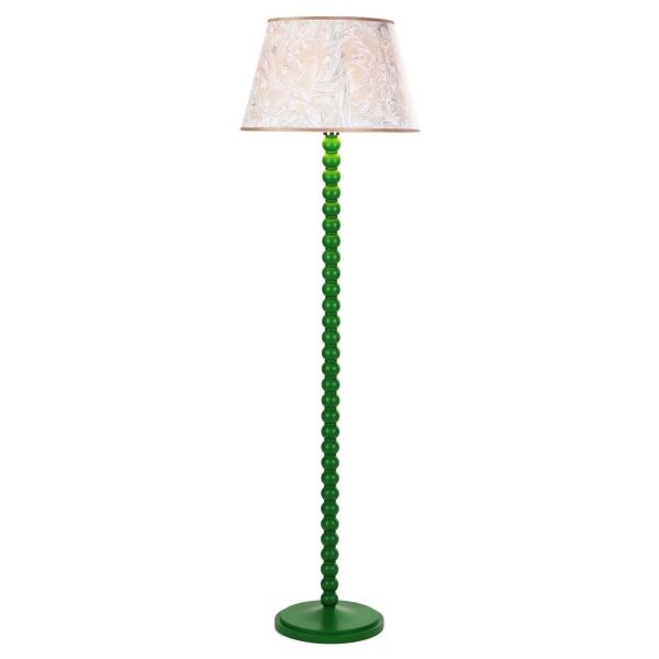 Lampa podłogowa Dar Lighting SPO4924-FRI1729 Spool Floor Lamp Green With Shade