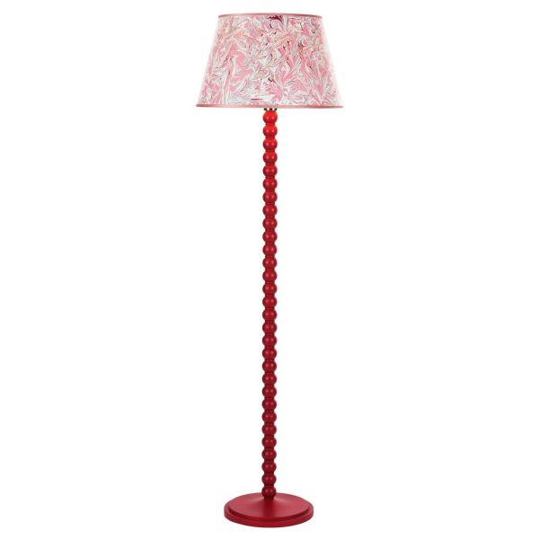 Lampa podłogowa Dar Lighting SPO4925-FRI1725 Spool Floor Lamp Red With Shade
