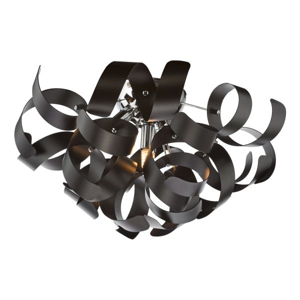 Люстра Dar Lighting SWA0450-03 Swash 4 Light Flush Polished Chrome With Black Ribbons