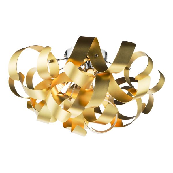 Люстра Dar Lighting SWA0450-05 Swash 4 Light Flush Polished Chrome With Gold Ribbons