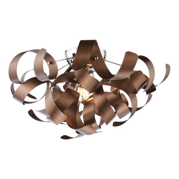 Люстра Dar Lighting SWA0450-06 Swash 4 Light Flush Polished Chrome With Copper Ribbons